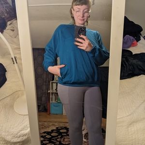 Teal blue vintage 80s 90s pullover pockets active wear